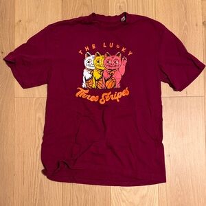 adidas Men's Burgundy 'The Lucky Three Stripes' Graphic Tee